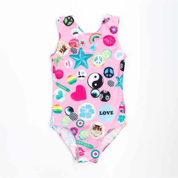 Peace Love Happiness Pink Gymnastics Leotard Twist Tumble Ware